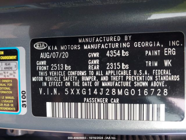 5XXG14J28MG016728 KIA K5 LXS