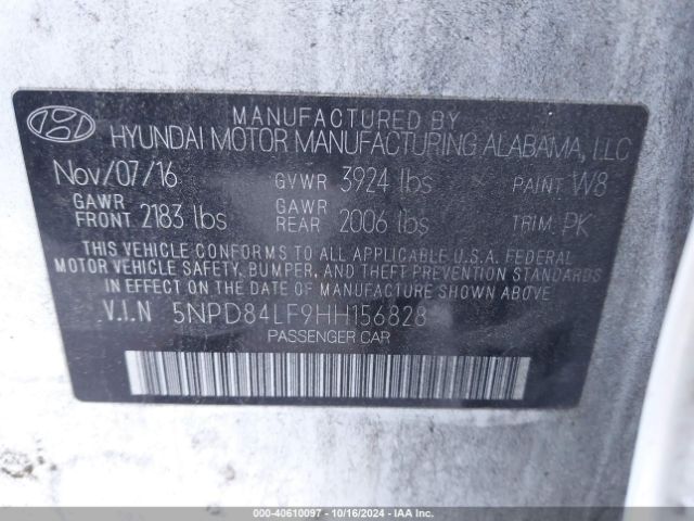5NPD84LF9HH156828 Hyundai ELANTRA SE