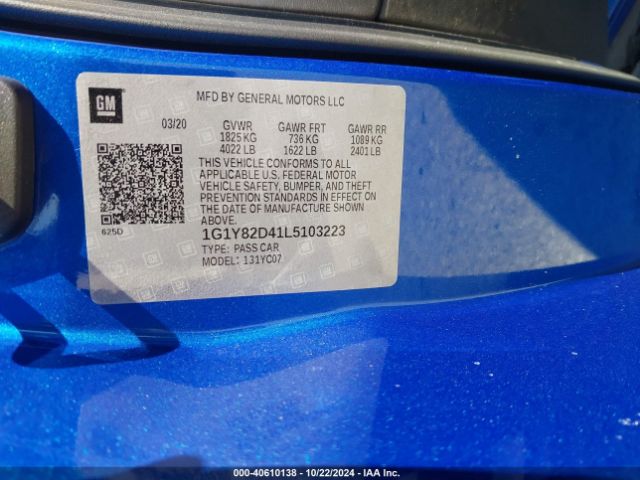 1G1Y82D41L5103223 Chevrolet Corvette Stingray Rwd  3lt