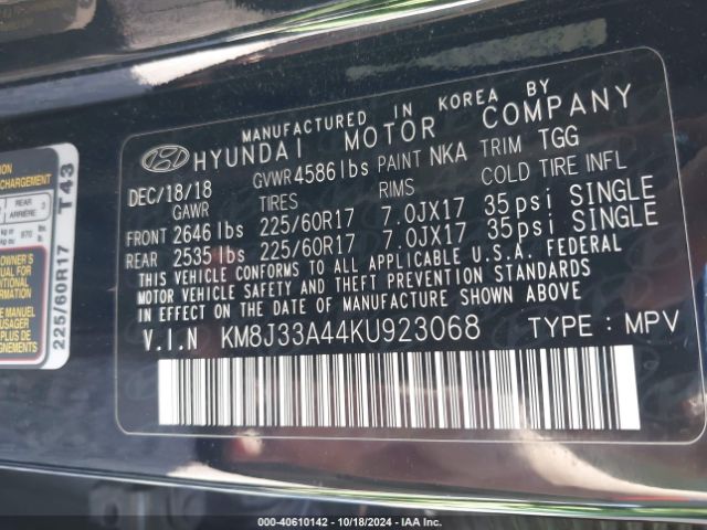 KM8J33A44KU923068 Hyundai Tucson Value