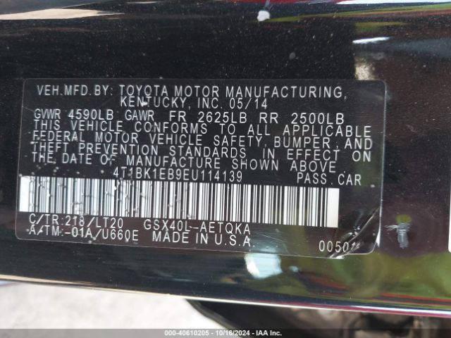 4T1BK1EB9EU114139 Toyota Avalon Xle Touring