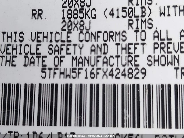 5TFHW5F16FX424829 Toyota Tundra Limited 5.7l V8