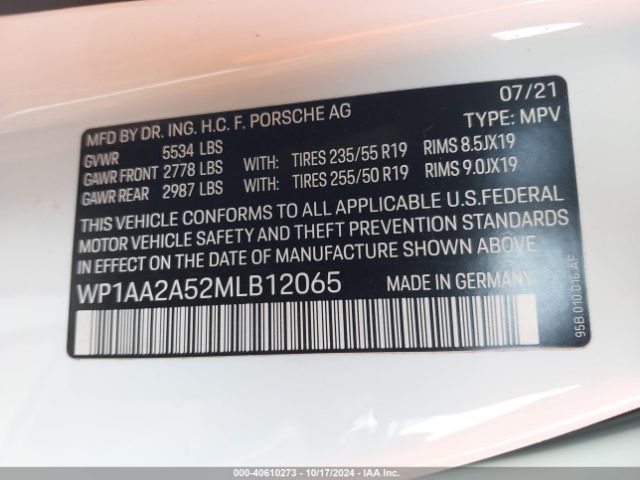 WP1AA2A52MLB12065 Porsche Macan