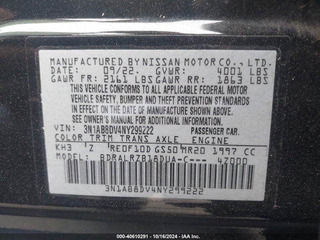 Nissan Sentra Sr Xtronic Cvt 2022 3N1AB8DV4NY299222 Image 9