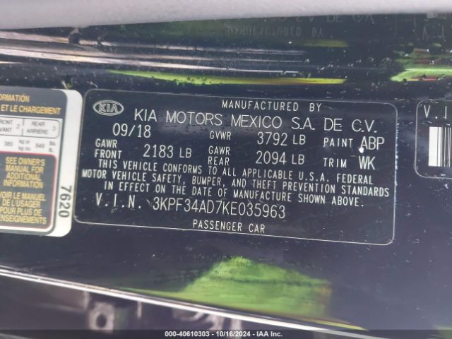 3KPF34AD7KE035963 KIA FORTE S
