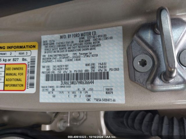 3LN6L5MU7HR636644 Lincoln Mkz Hybrid Reserve