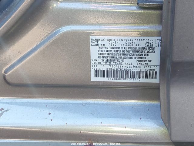 3N1AB8BV0RY372790 Nissan Sentra S Xtronic Cvt