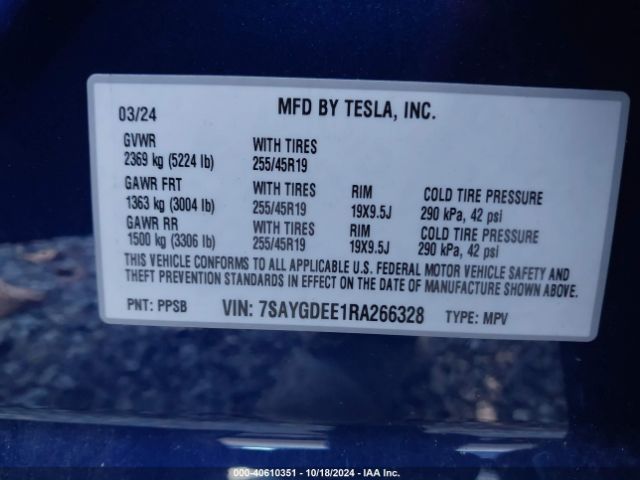 7SAYGDEE1RA266328 Tesla Model Y Long Range Dual Motor All-wheel Drive