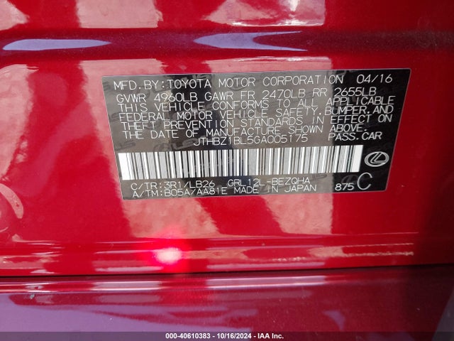 JTHBZ1BL5GA005175 Lexus Gs 350 F Sport
