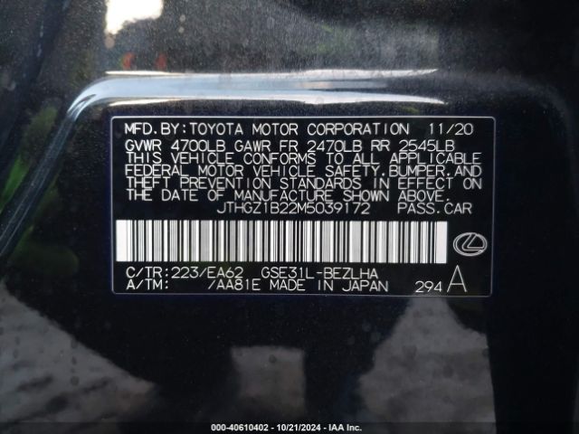 JTHGZ1B22M5039172 Lexus Is 350 F Sport