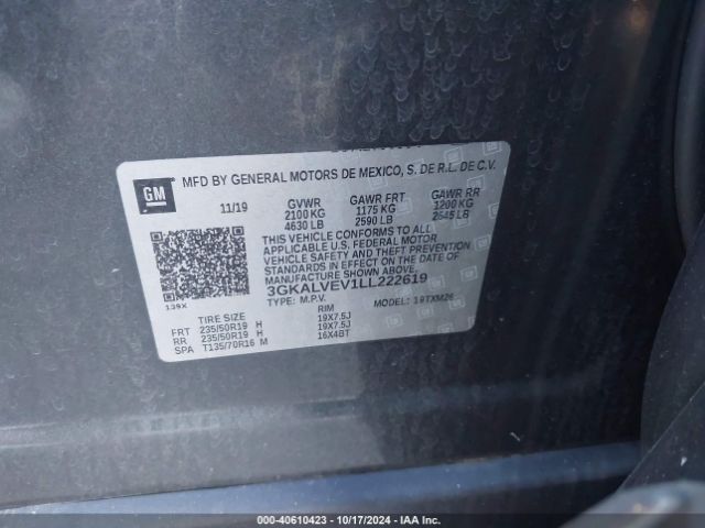 3GKALVEV1LL222619 GMC Terrain Awd Slt