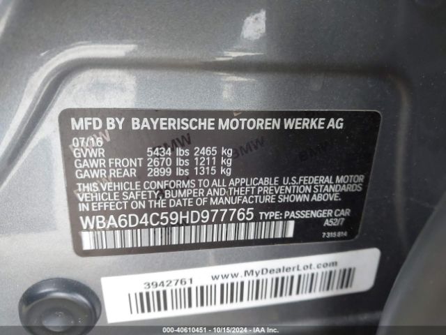 WBA6D4C59HD977765 BMW 650i Gran Coupe