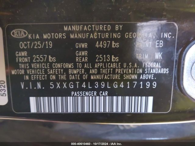 5XXGT4L39LG417199 KIA Optima S