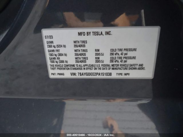 7SAYGDEE2PA151038 Tesla Model Y Awd/long Range Dual Motor All-wheel Drive