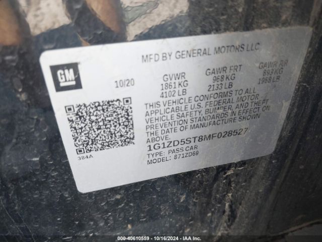 1G1ZD5ST8MF028527 Chevrolet Malibu Fwd Lt