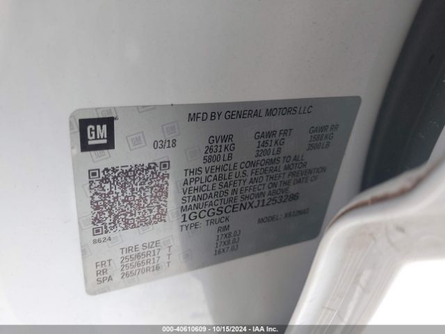 1GCGSCENXJ1253286 Chevrolet Colorado Lt