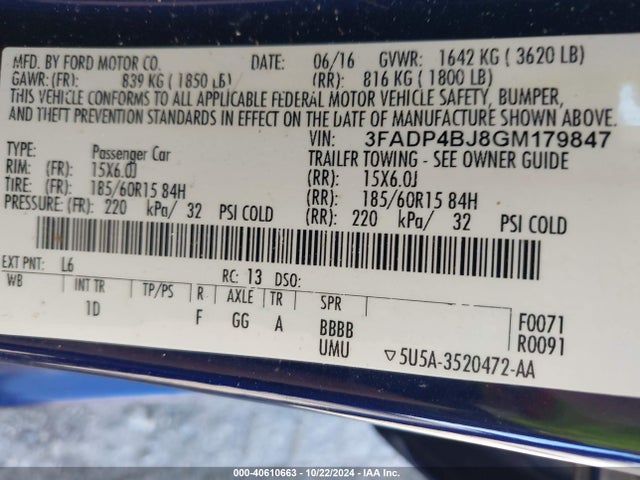 Ford FIESTA SE 2016 3FADP4BJ8GM179847 Image 9
