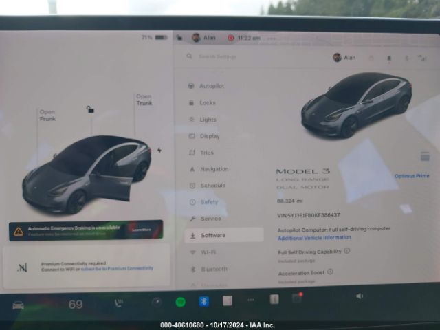 5YJ3E1EB0KF386437 Tesla Model 3 Long Range/performance