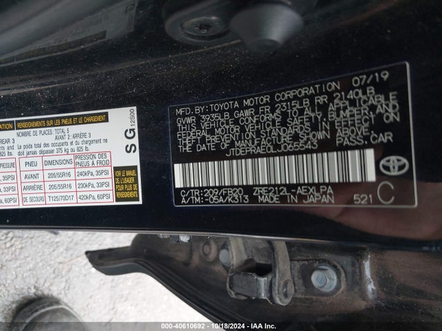 Toyota COROLLA LE 2020 JTDEPRAE0LJ065543 Image 9