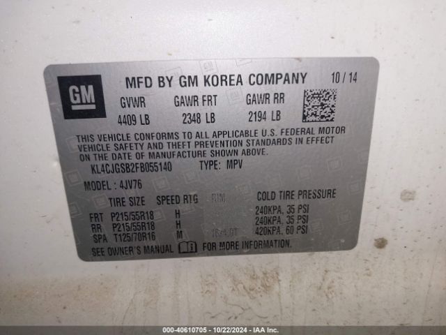 KL4CJGSB2FB055140 Buick Encore Leather