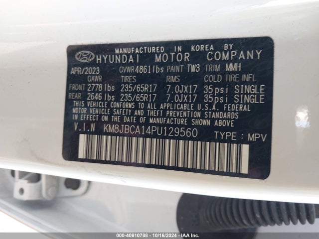 KM8JBCA14PU129560 Hyundai Tucson Hybrid Blue
