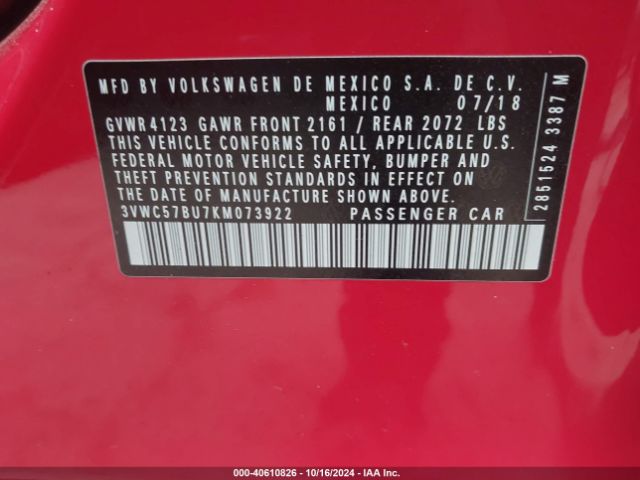 3VWC57BU7KM073922 Volkswagen Jetta