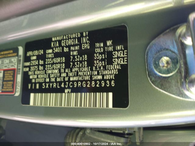 5XYRL4JC9RG282936 KIA SORENTO S