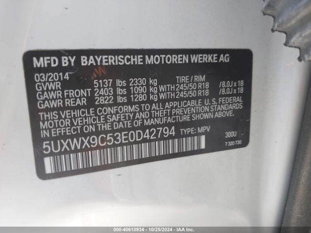 5UXWX9C53E0D42794 BMW X3 Xdrive28i