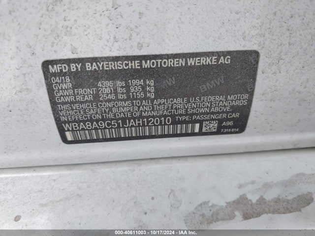 BMW 320i 2018 WBA8A9C51JAH12010 Image 9