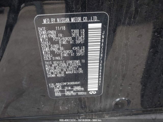 JN8AZ2NF3K9684841 Infiniti QX80 LUXE