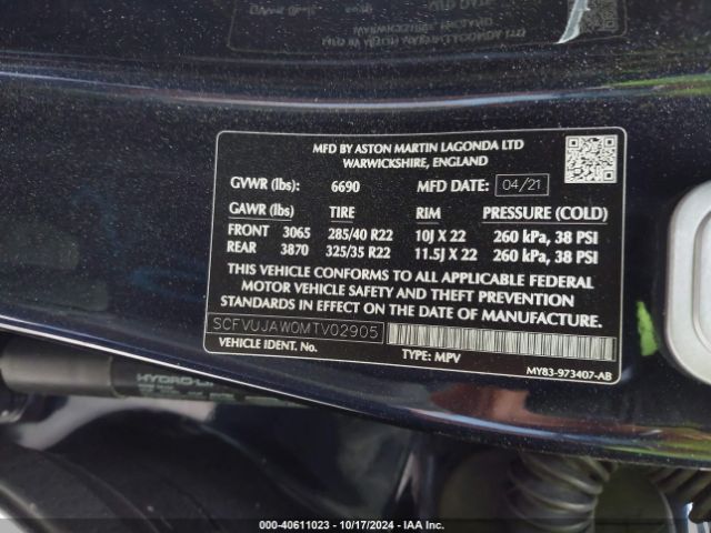 Aston Martin DBX 2021 SCFVUJAW0MTV02905 Image 9