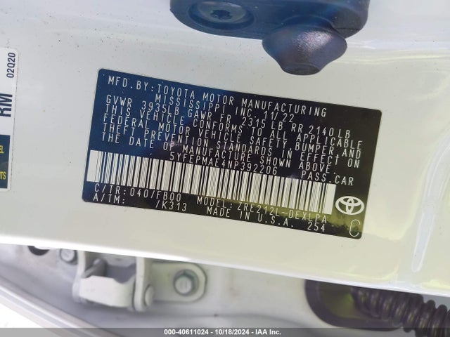 Toyota COROLLA LE 2022 5YFEPMAE4NP392206 Image 9