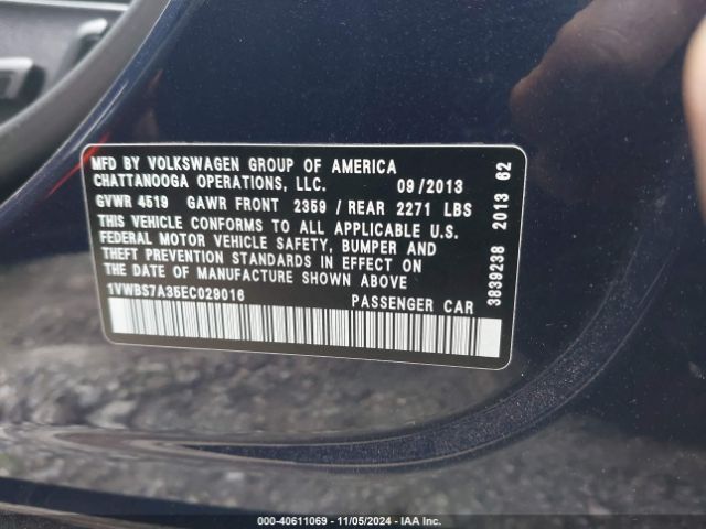 1VWBS7A35EC029016 Volkswagen Passat 1.8t Se
