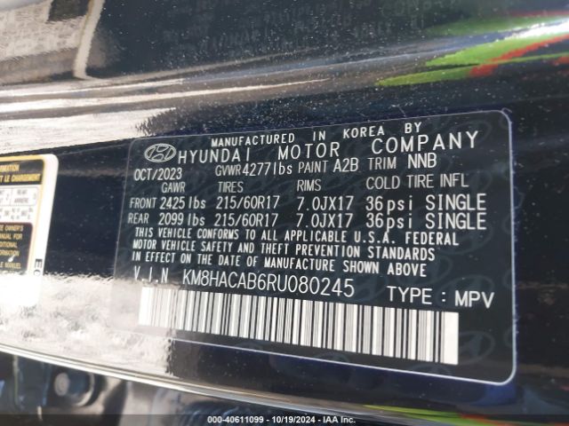 KM8HACAB6RU080245 Hyundai Kona Se
