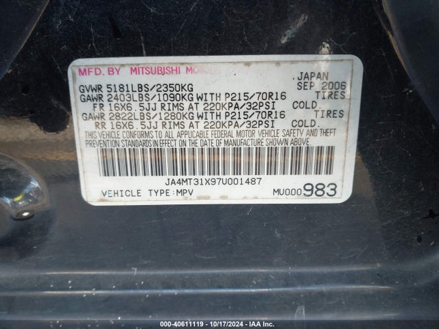 2007 MITSUBISHI OUTLANDER JA4MT31X97U001487 Photo 8