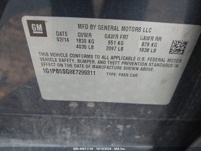 Chevrolet Cruze Ls Manual 2014 1G1PB5SG8E7299311 Image 9