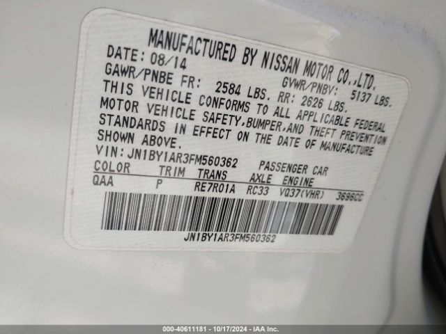 JN1BY1AR3FM560362 Infiniti Q70 3.7x