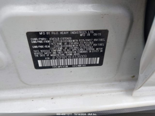 JF2GPAPC8F8326009 Subaru Xv Crosstrek 2.0i Limited