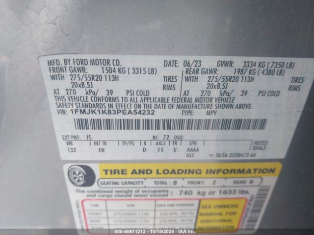 1FMJK1K83PEA54232 Ford Expedition Limited Max