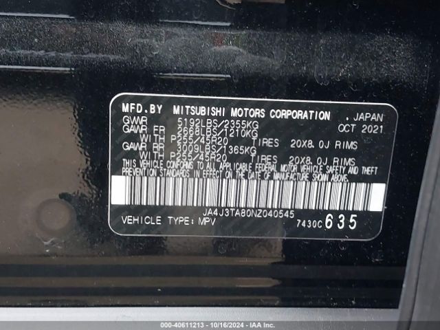 JA4J3TA80NZ040545 Mitsubishi Outlander Es 2.5 2wd