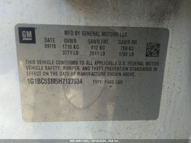 1G1BC5SM5H7127934 Chevrolet Cruze Ls Auto