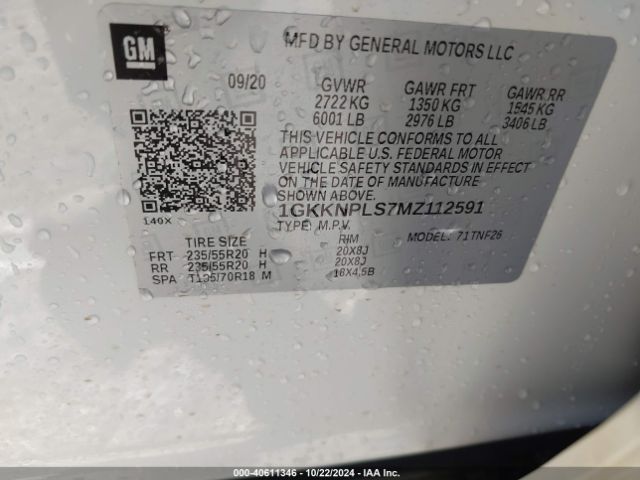 1GKKNPLS7MZ112591 GMC Acadia Fwd Denali