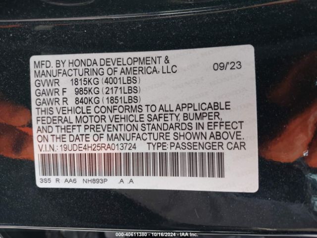 19UDE4H25RA013724 Acura Integra