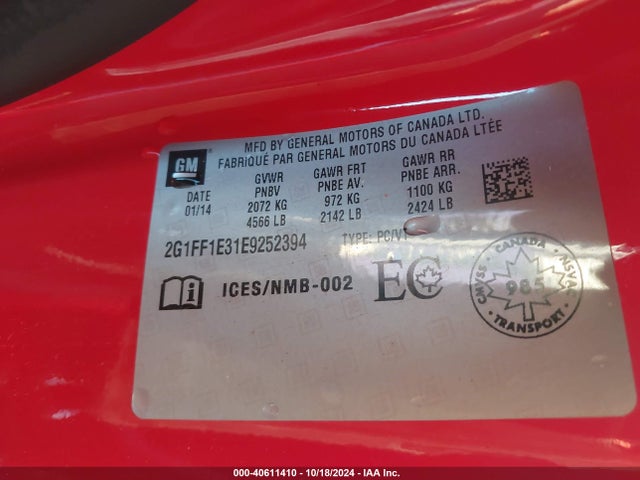 Chevrolet Camaro 1lt 2014 2G1FF1E31E9252394 Image 9