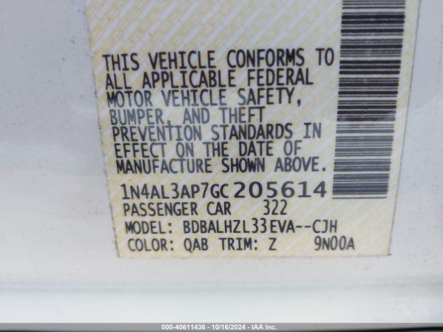 1N4AL3AP7GC205614 Nissan Altima 2.5 Sr