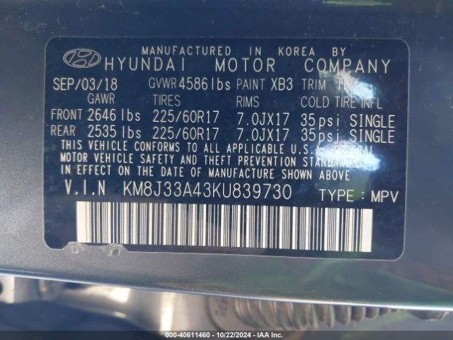 KM8J33A43KU839730 Hyundai Tucson Value