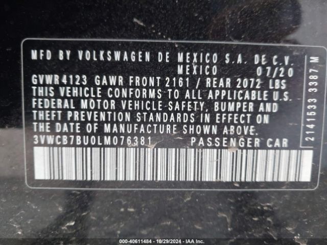 3VWCB7BU0LM076381 Volkswagen Jetta 1.4t R-line/1.4t S/1.4t Se