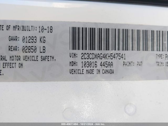 2C3CDXAG4KH547541 Dodge Charger Police Rwd