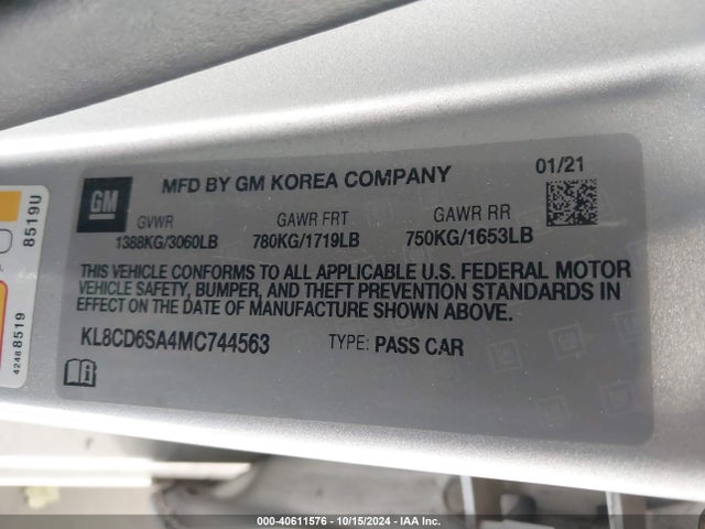 Chevrolet Spark Fwd 1lt Automatic 2021 KL8CD6SA4MC744563 Image 9