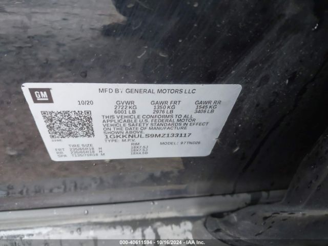 1GKKNULS9MZ133117 GMC Acadia Awd Slt